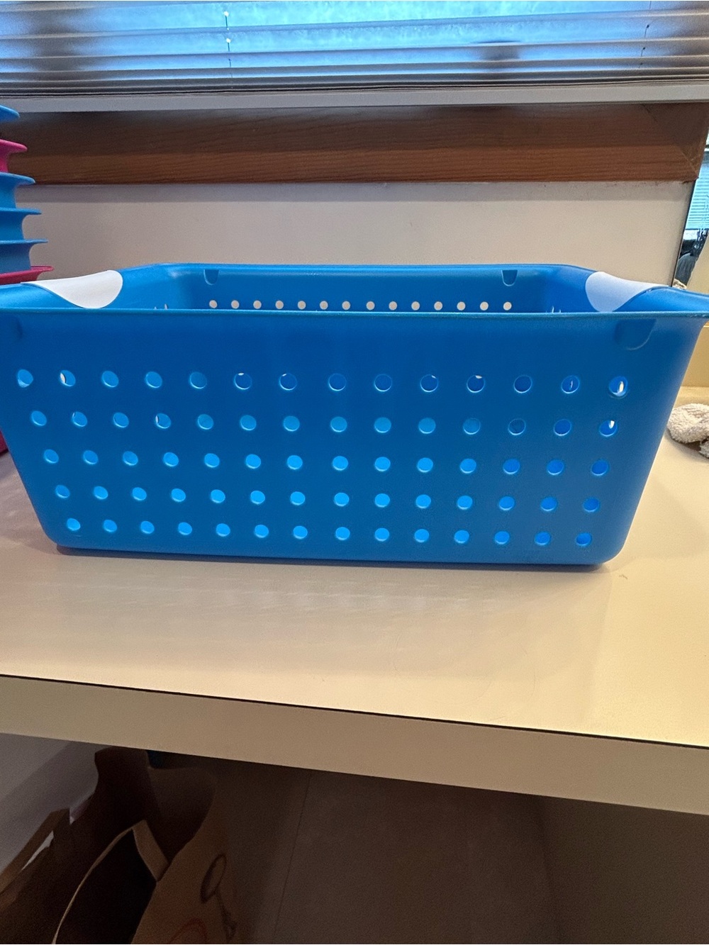 3 Blue Ventilated Heavy Plastic Storage Baskets -Home Organization $20 for all 3